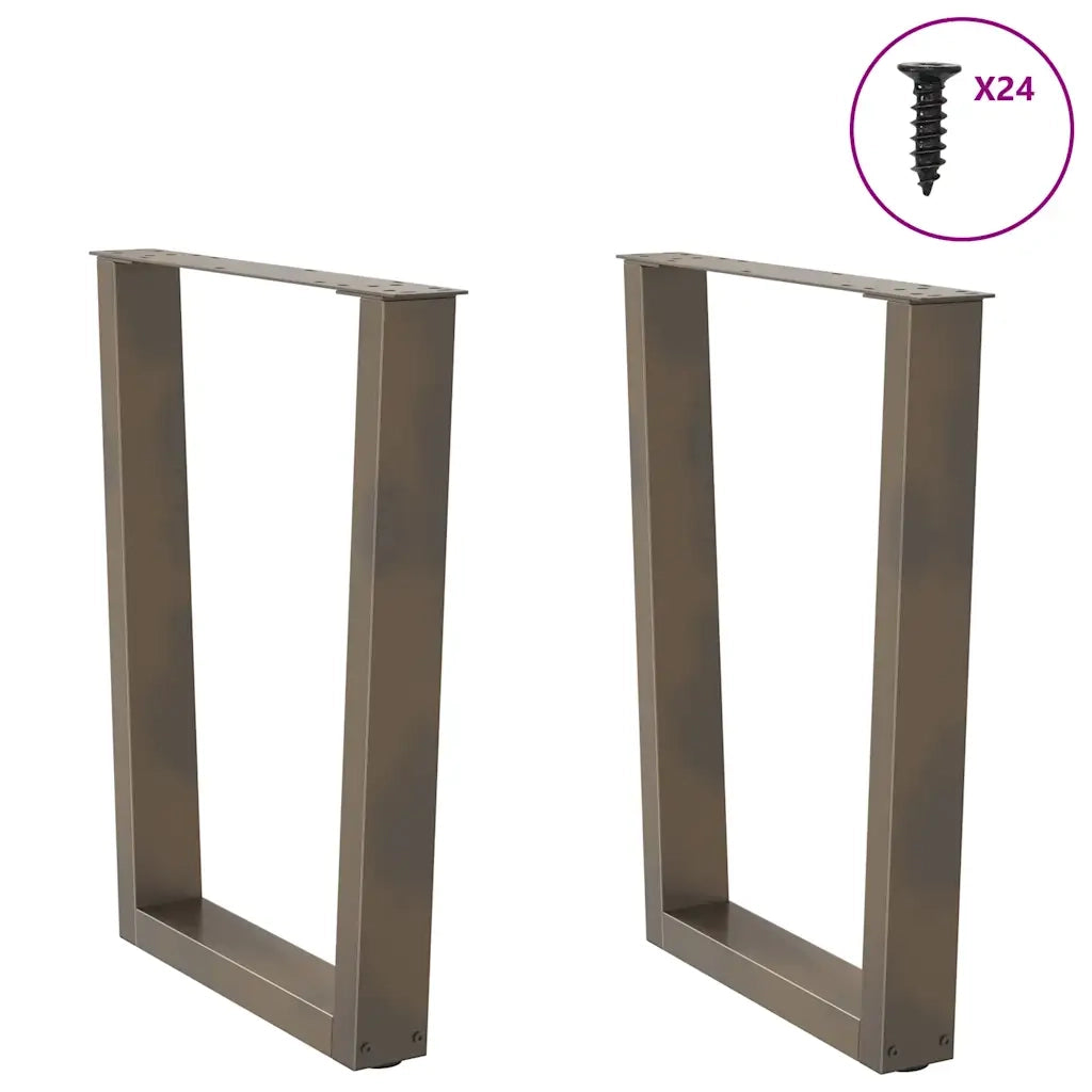 Gambe per tavolo da pranzo a forma di V 2 pz in acciaio naturale 60x(72-73,3) cm 4012643