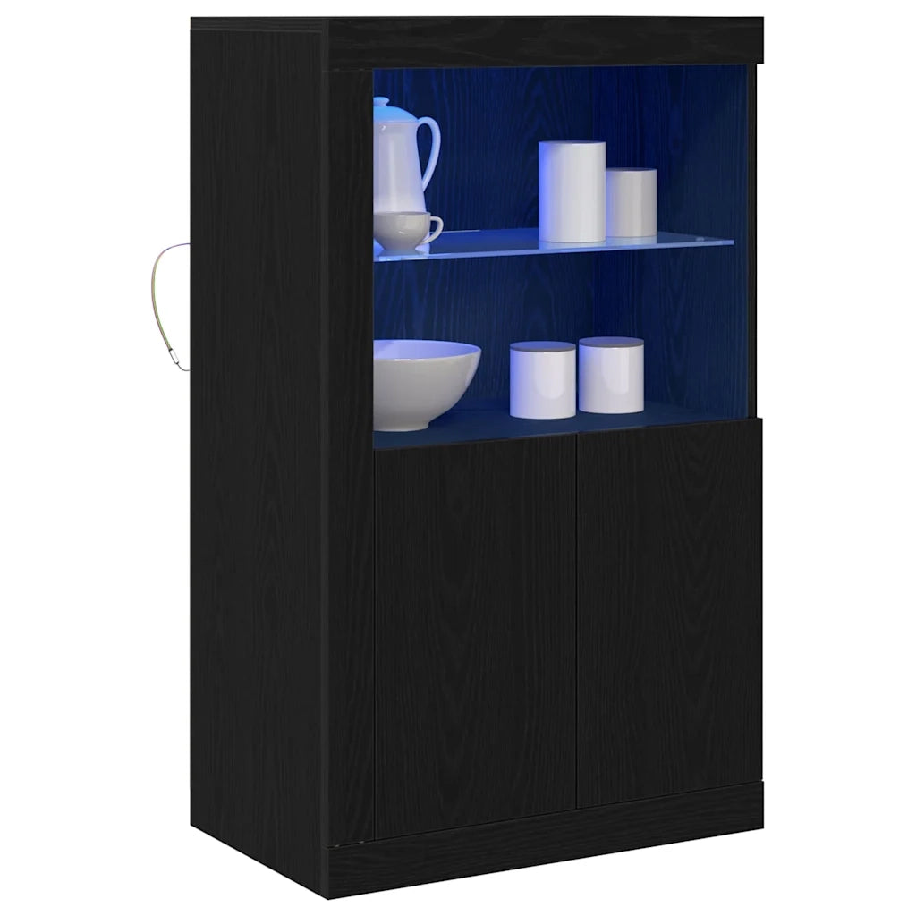 Credenza | Madia LED Rovere Nero 60,5 x 37 x 100 cm Legno multistrato