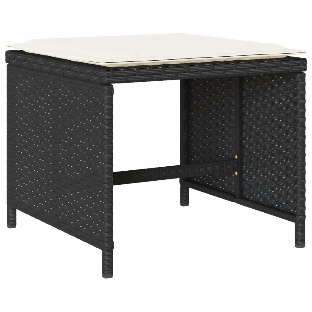 Set da Pranzo da Giardino 9 pz con Cuscini Nero in Polyrattan 3277910