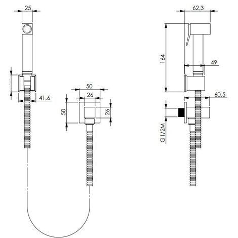 Kit per wc in ottone con rubinetto apertura/chiusura , flessibile 120 cm