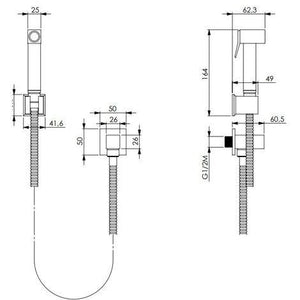 Kit per wc in ottone con rubinetto apertura/chiusura , flessibile 120 cm