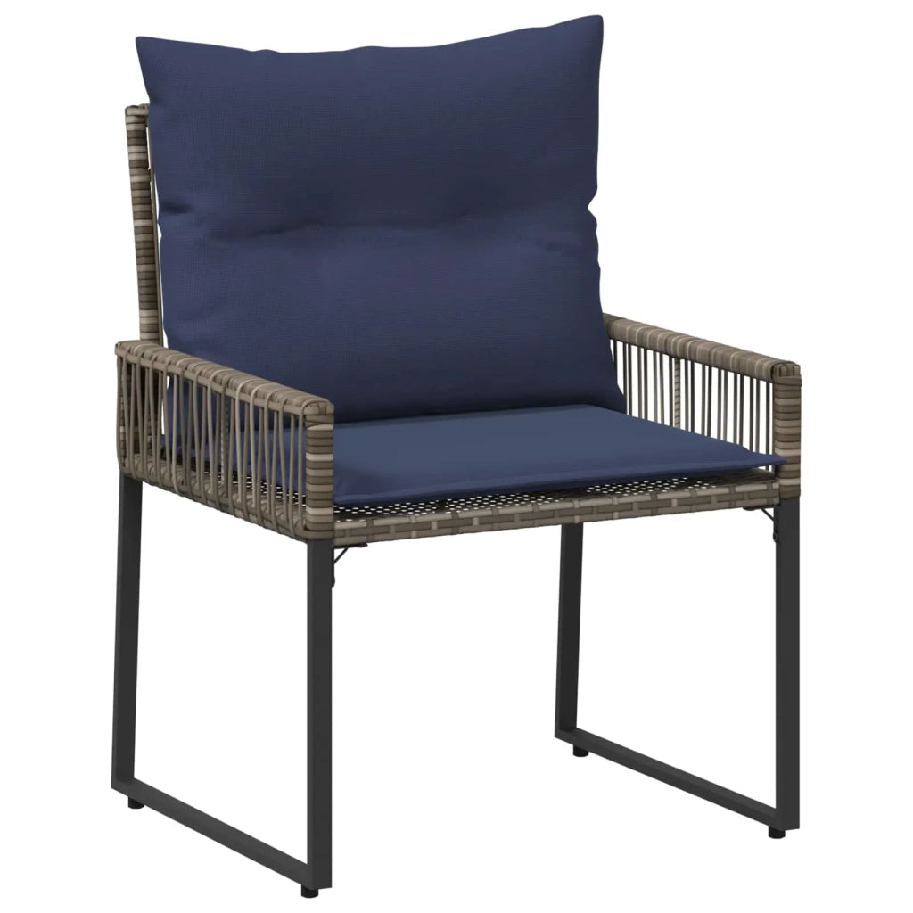 Set di Mobili da Esterno 7 pcs Grigio e Blu Navy polyrattan
