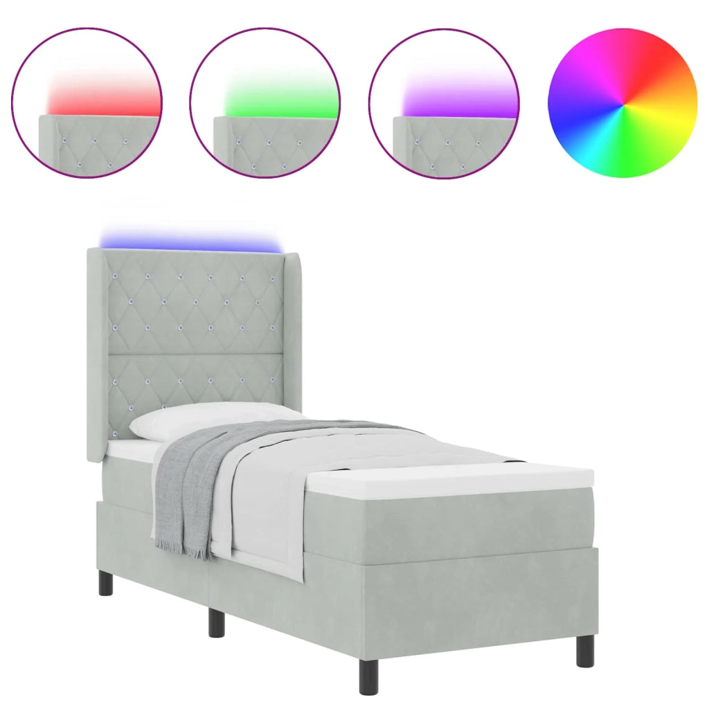 Letto a molle con testiera-Rete con Testiera Grigio chiaro 80 x 200 cm Velluto 770893