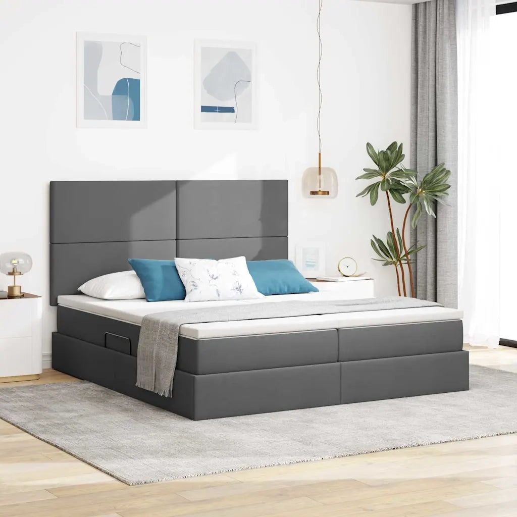 Letto con Contenitore Grigio Scuro 180 x 200 cm Tessuto