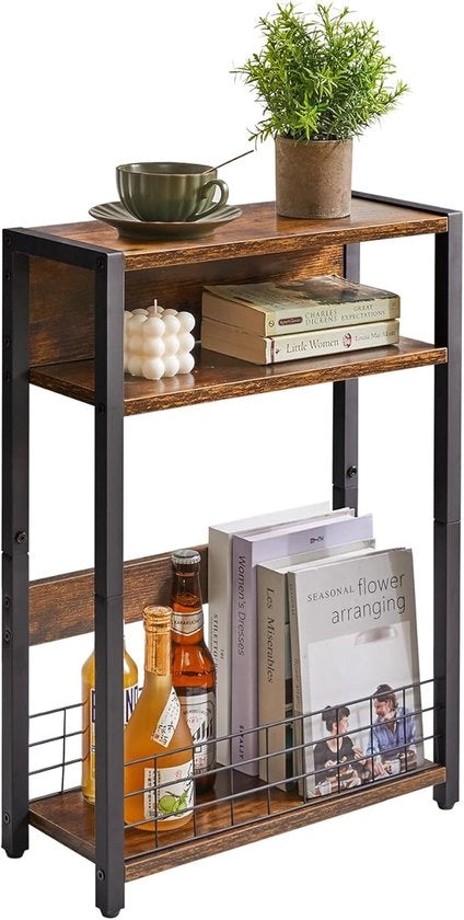 Piccola tavola supplementare con ripiano di archiviazione - multifunzionale - 1 pezzo - marrone - legno