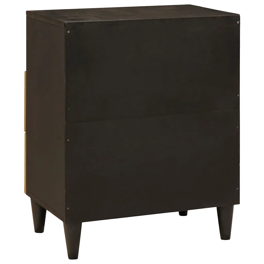 vidaXL Comodino Nero e Oro 50 x 33 x 60 cm legno massello di mango