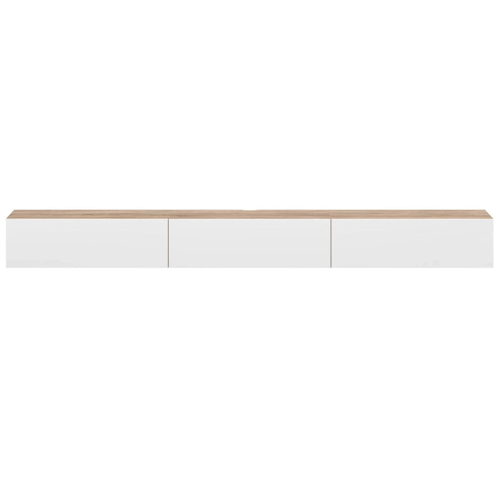 IDMarket - Mobile TV sospeso ELIO da 300 cm, 3 ante, in legno e bianco
