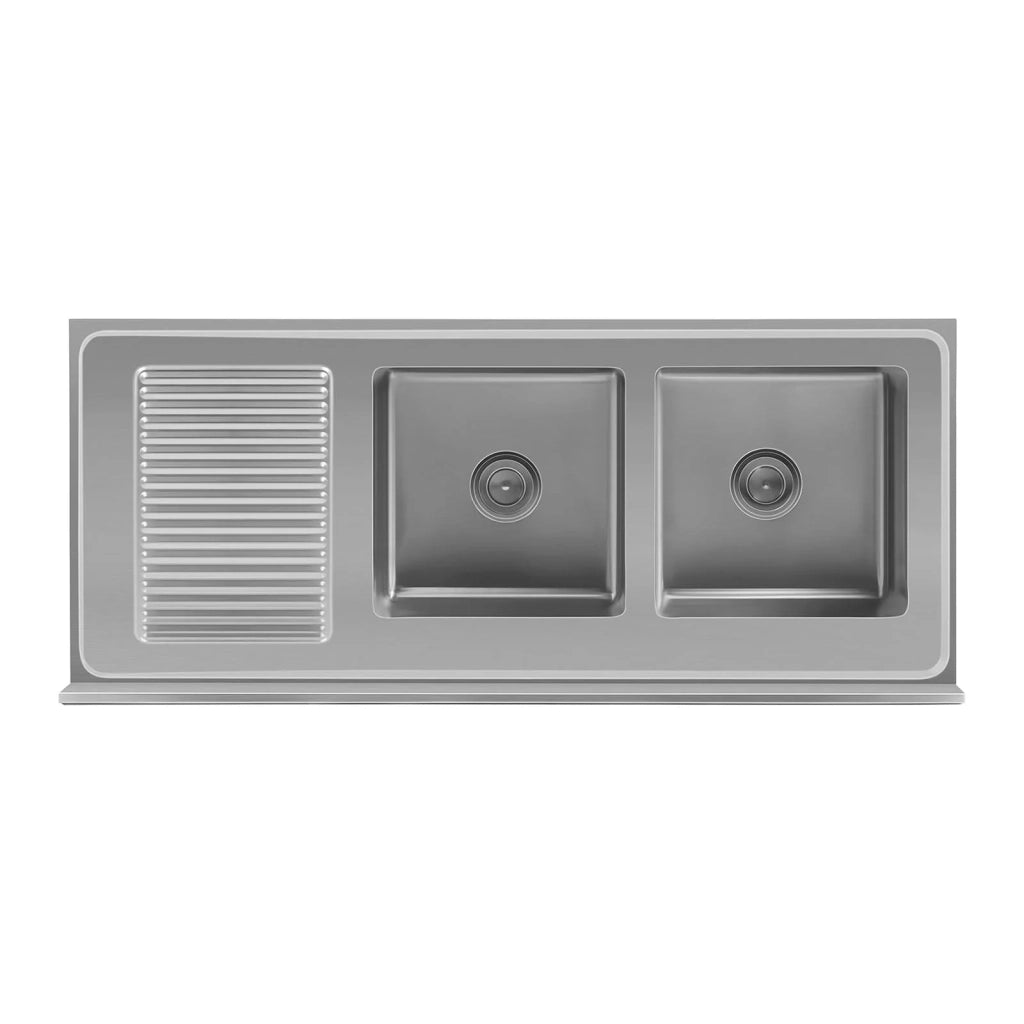 Lavello doppio in acciaio inox 140 cm modello professionale 14_0005012