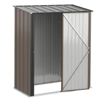Casetta da Giardino in Acciaio Porta Attrezzi con Catenaccio, 161.5x94.5x196cm, Marrone