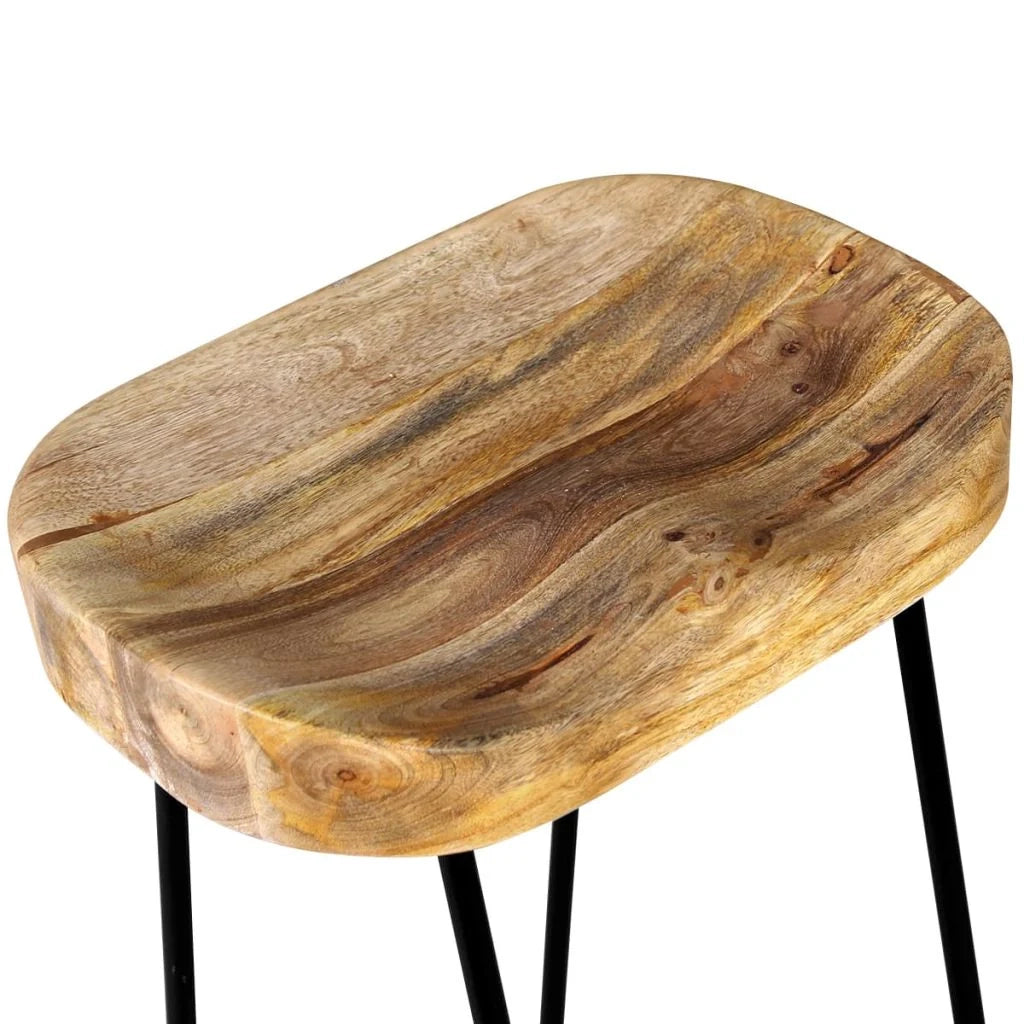 Set di due sgabelli da bar di design 2 pezzi in legno massello di mango 1202061