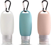 Set di flaconi di silicone per viaggio - inerbio - riutilizzabile - con chiusura a molla - per attività all'aperto - 60 ml - 3 pezzi - multicolore