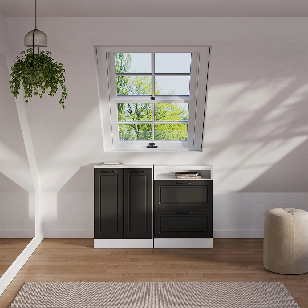 Mobile sottotetto Rion Antracite rustico/Bianco con 2 cassetti Vicco