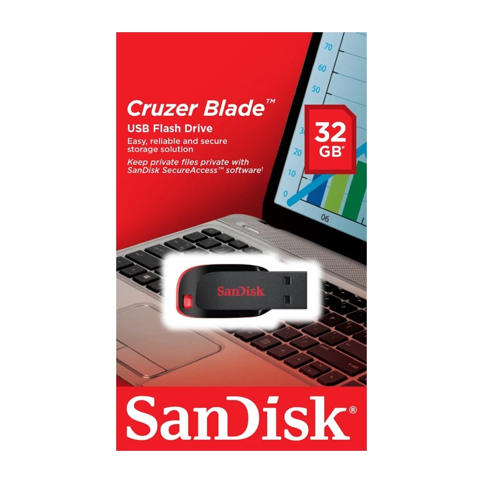 Chiavetta USB SanDisk Cruzer Blade da 32 GB USB Tipo-A 2.0 Nero, Rosso