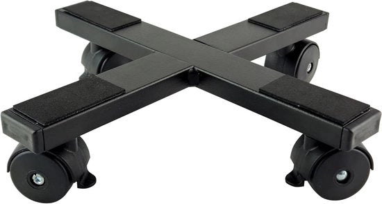 Rotolatore per piante - Acciaio - Pianali rotondi e quadrati - 30 cm - Capacità di carico 70 kg - Nero