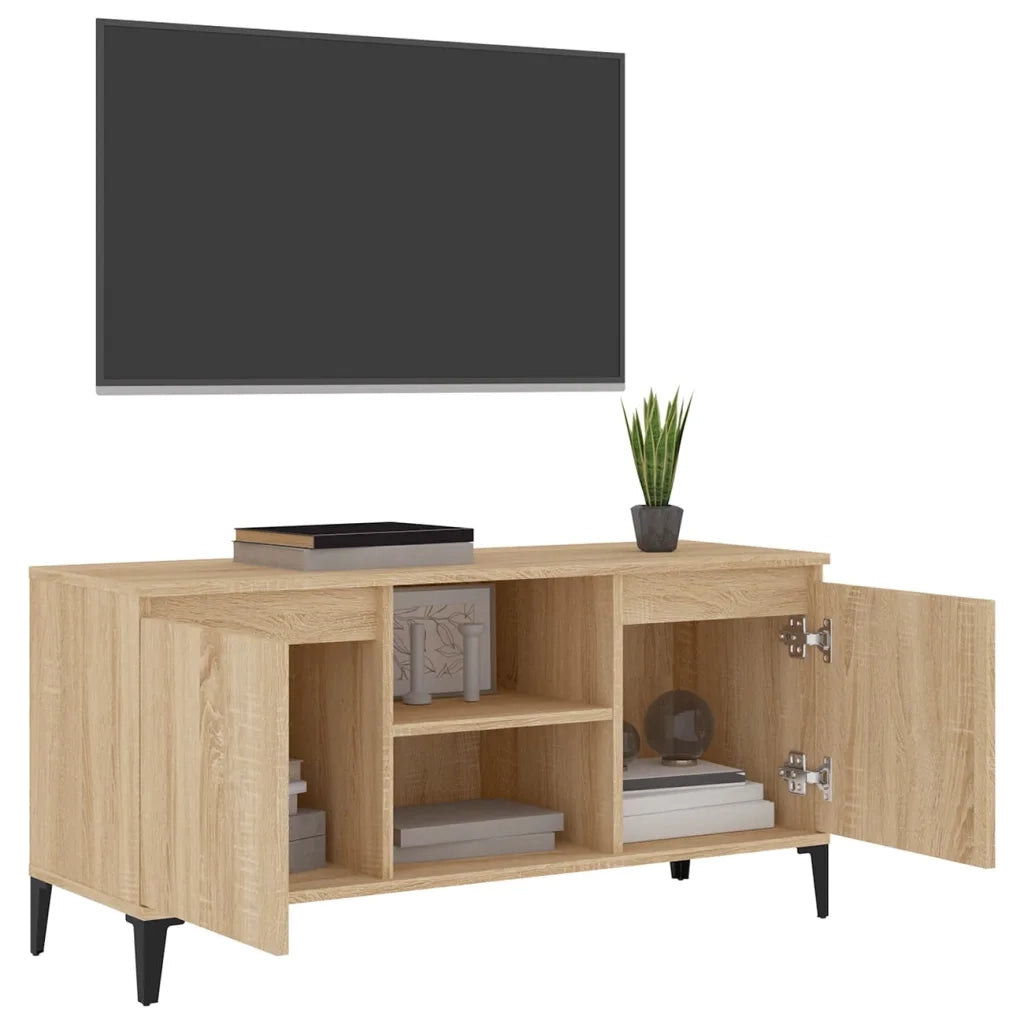 Mobile TV con Gambe in Metallo Rovere Sonoma 103,5x35x50 cm 805971