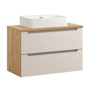 Set mobili bagno 90 cm con piano e lavabo da appoggio Trust Luxor Beige 90 x 1401 x 46 cm