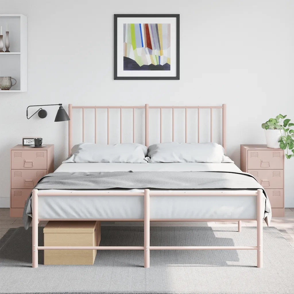 Comodini 2 pz-Set di 2 Tavolino da notte Rosa 34,5x39x62 cm in Acciaio 948538