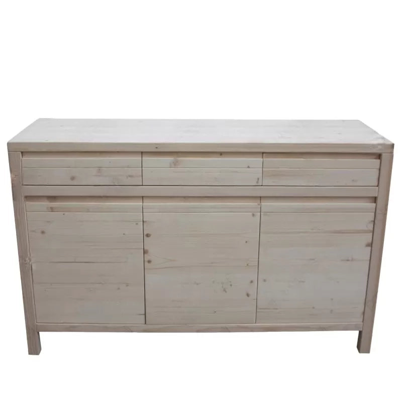 Credenza 3 porte 3 cassetti legno massello di abete grezzo 150x50x95 (3321) - Mobili 2G