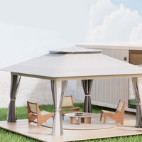 Gazebo pieghevole con zanzariera, grigio chiaro 4 x 4 m, impermeabile, UV 50+, Tendone per feste