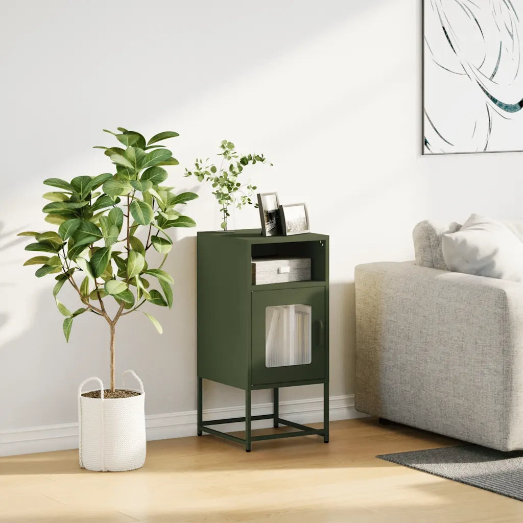vidaXL Comodino Verde Oliva 36x39x78 cm in Acciaio Laminato a Freddo