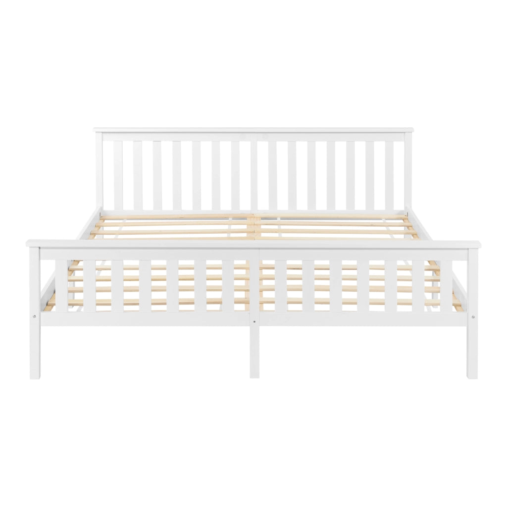 Struttura Letto Matrimoniale King Size 180 x 200 cm Letto in Legno di Pino con Testiera e Pediera Alte - Bianco