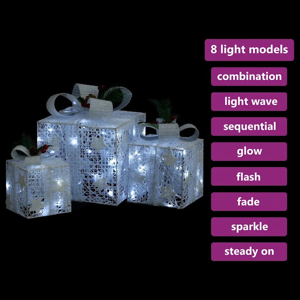 Scatole Regalo Decorative Natale 3pz-Decorazioni natalizie Bianche da Esterno Interni
