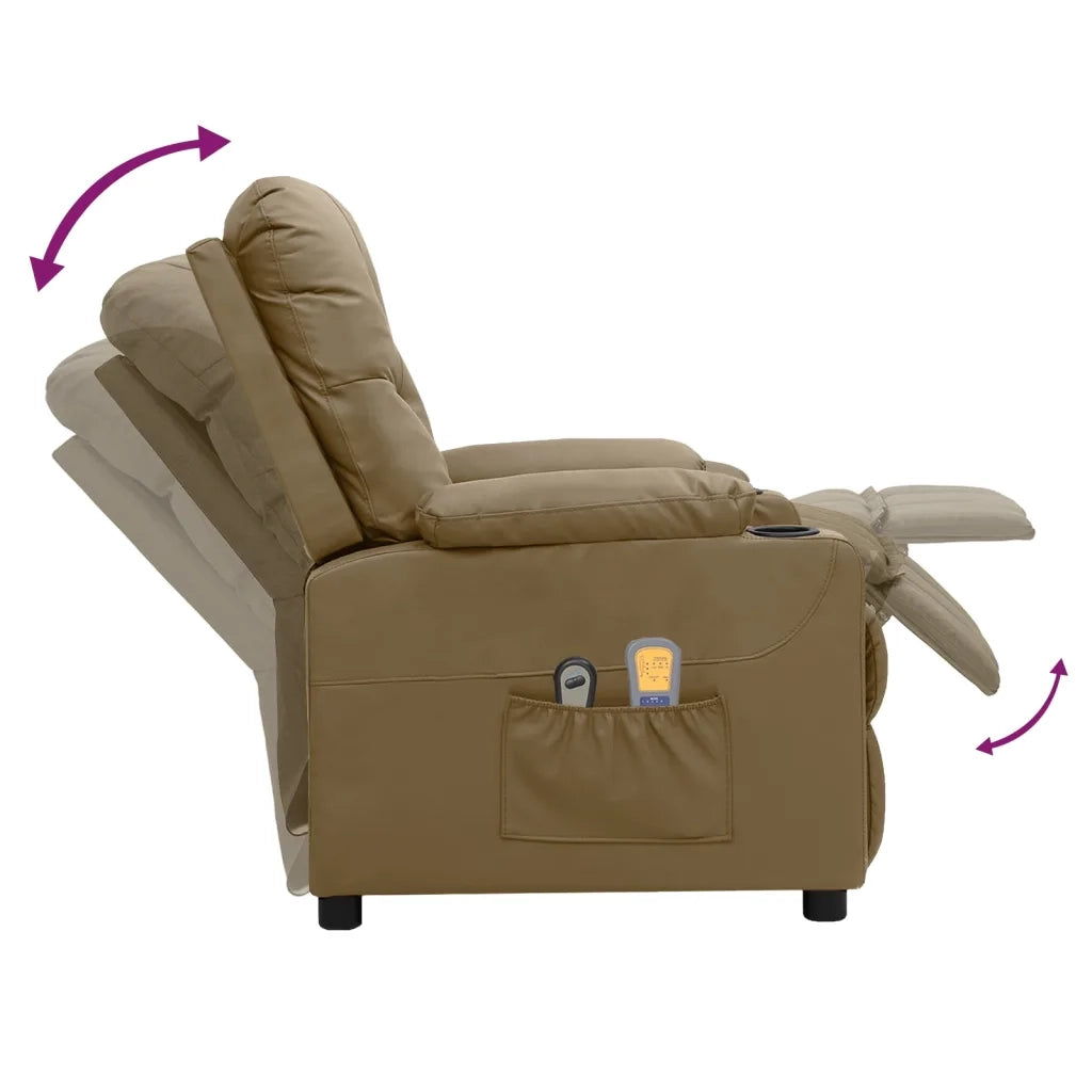 Poltrona | Sedia Relax Massaggio Elettrica Cappuccino Similpelle