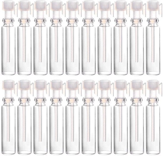 Mini flacone portatile per profumo - Spazzola per applicazione - Colore trasparente - 1 ml di contenuto - Ideale per viaggi - Qualità e comodità d'uso