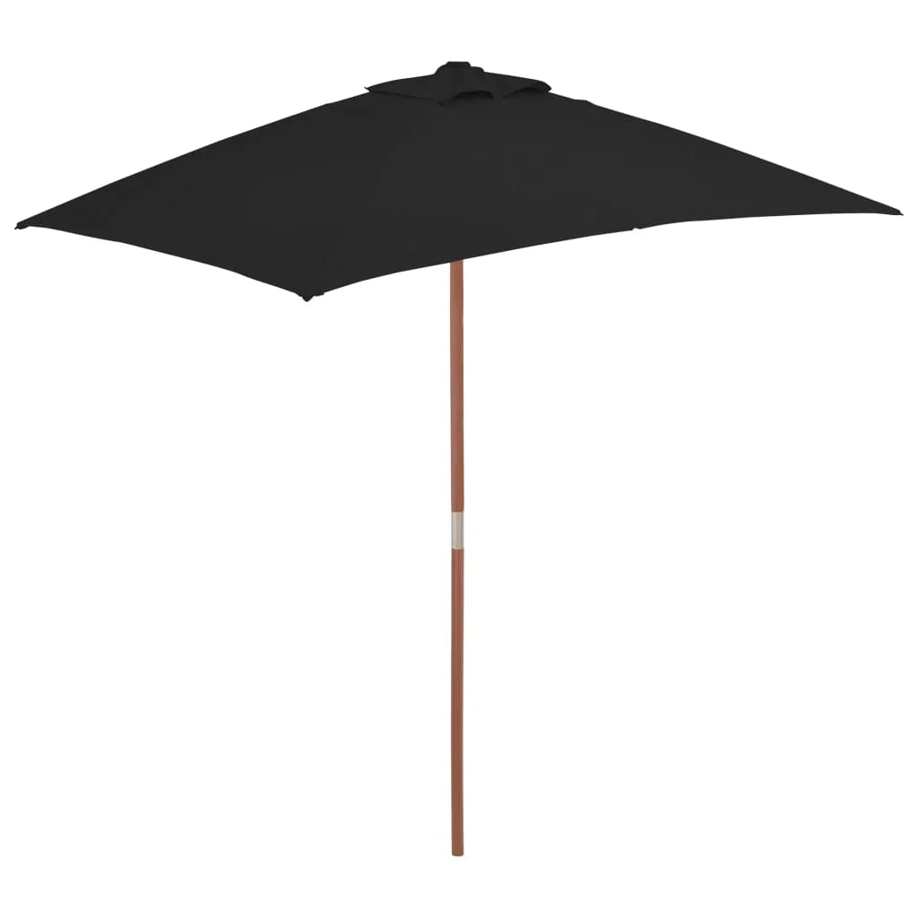 Ombrellone da esterno con palo in legno 150 x 200 cm nero 02_0008257
