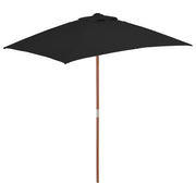 Ombrellone da esterno con palo in legno 150 x 200 cm nero 02_0008257