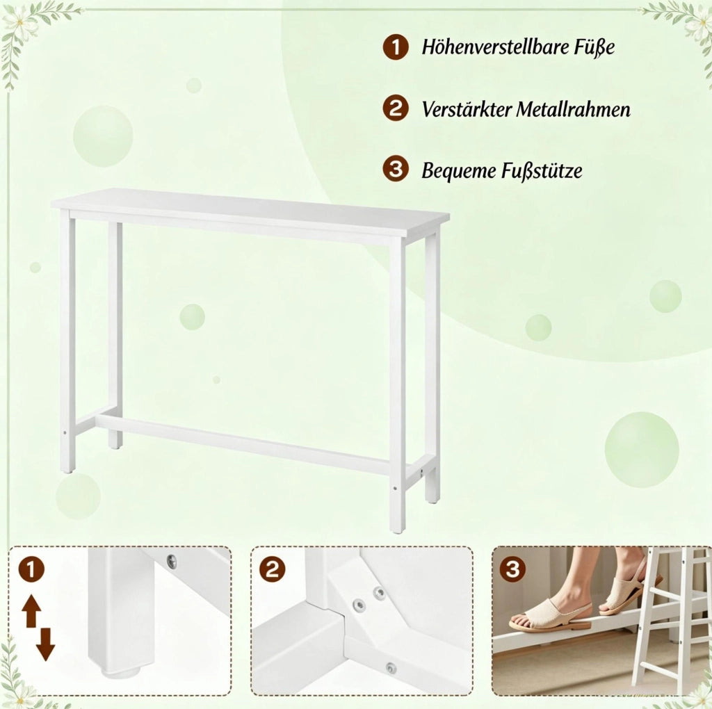 Tavolo bar bianco in MDF e metallo 140 x 100 x 40 cm