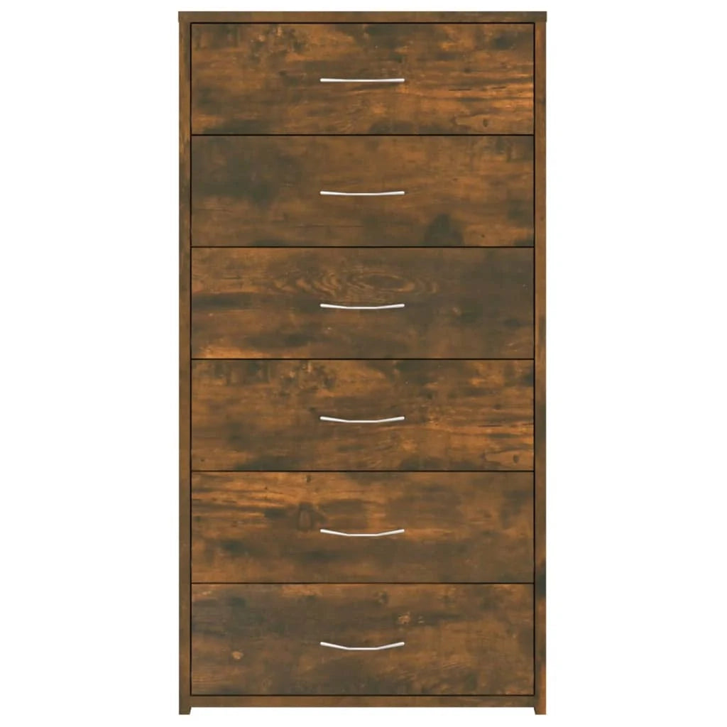Buffet credenza cassettiera mobiletto mobile contenitore organizer per cucina soggiorno salotto con 6 cassetti 50 x 34 x 96 cm legno ingegnerizzato marrone 02_0029759