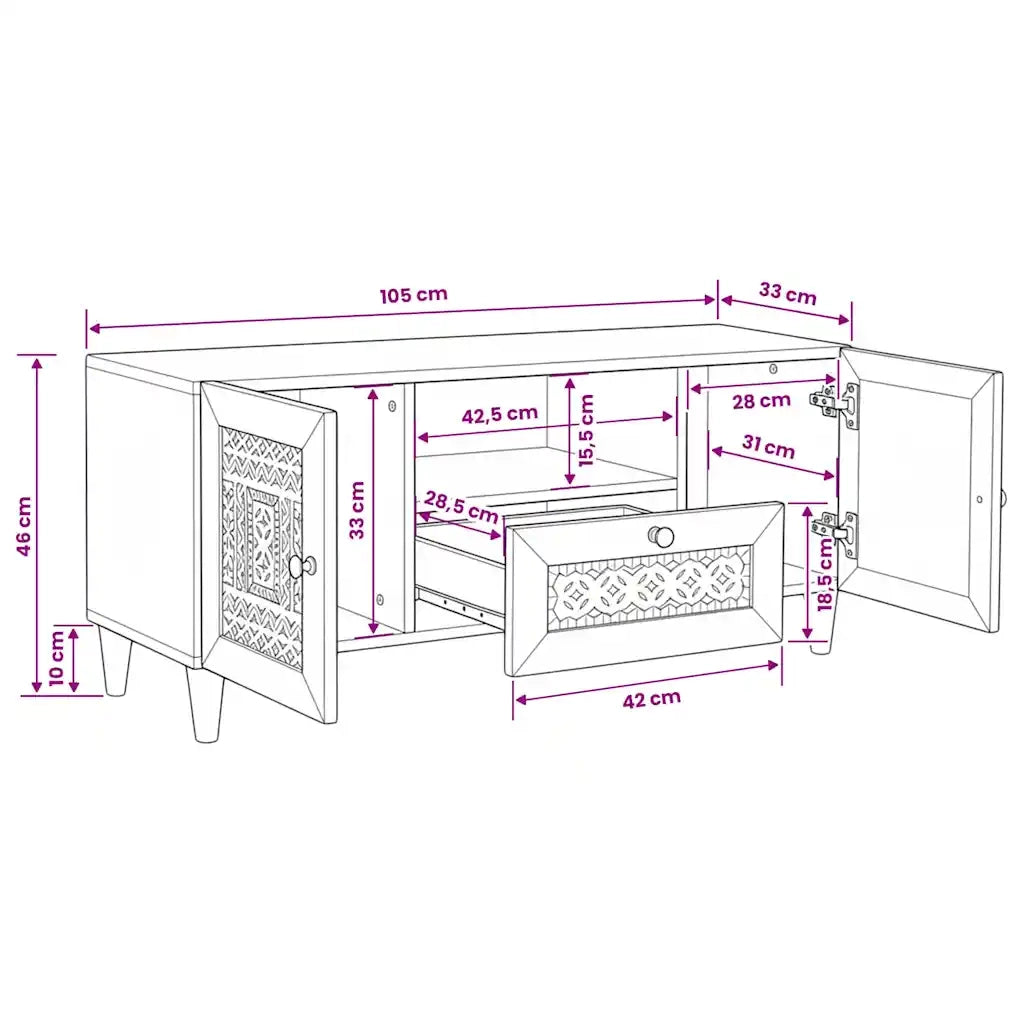 vidaXL Mobile TV con cassetto Marrone chiaro 105 x 33 x 46 cm