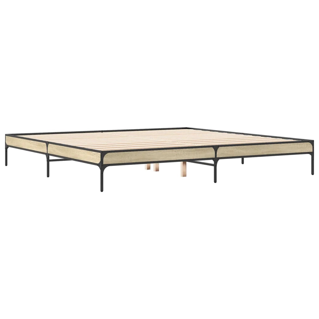 Giroletto-Struttura Letto Rovere Sonoma 200x200 cm Legno Multistrato e Metallo 449332