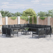 Set Divano da Giardino con cuscino 14 pcs Nero Acciaio 3379039