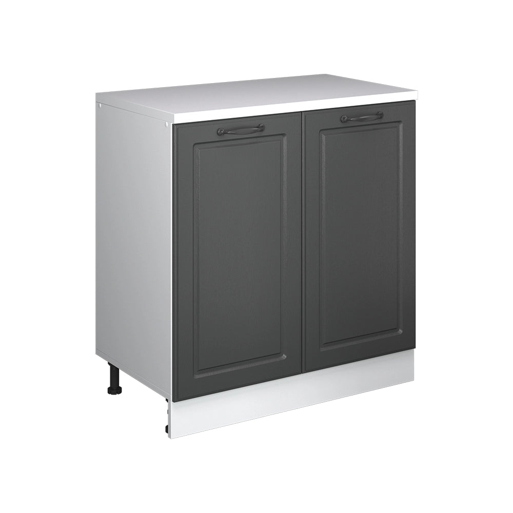 Mobile cucina sottotetto R-Line Antracite rustico/Bianco 80 cm senza inclinazione con 2 ante Vicco