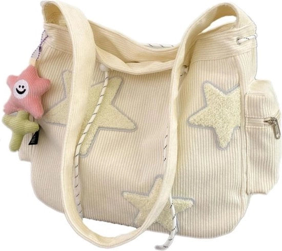 Borsa a Spalla Retro - Tas a Tracolla per Scuola, Lavoro e Viaggi - Beige