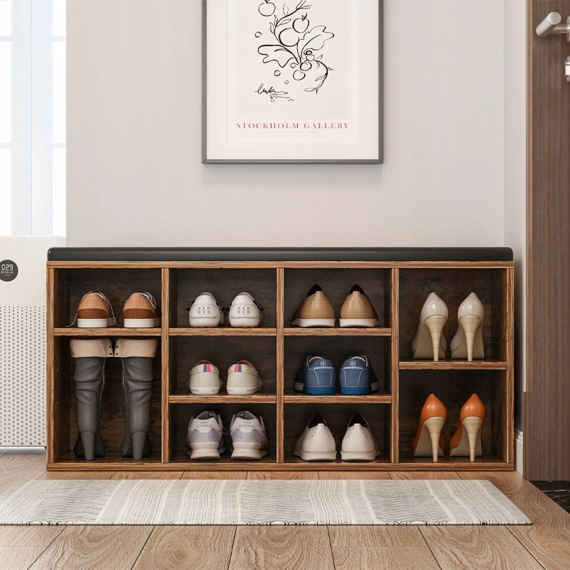 Scarpiera con seduta e panca per l'ingresso, stile loft rustico marrone
