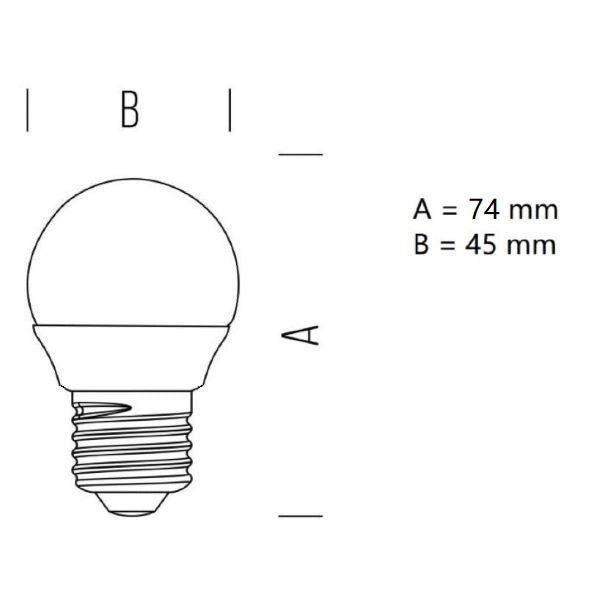 LAMPADINA SFERETTA A LED 2,7W LUCE CALDA 2700K 250 LUMEN E27 BOT