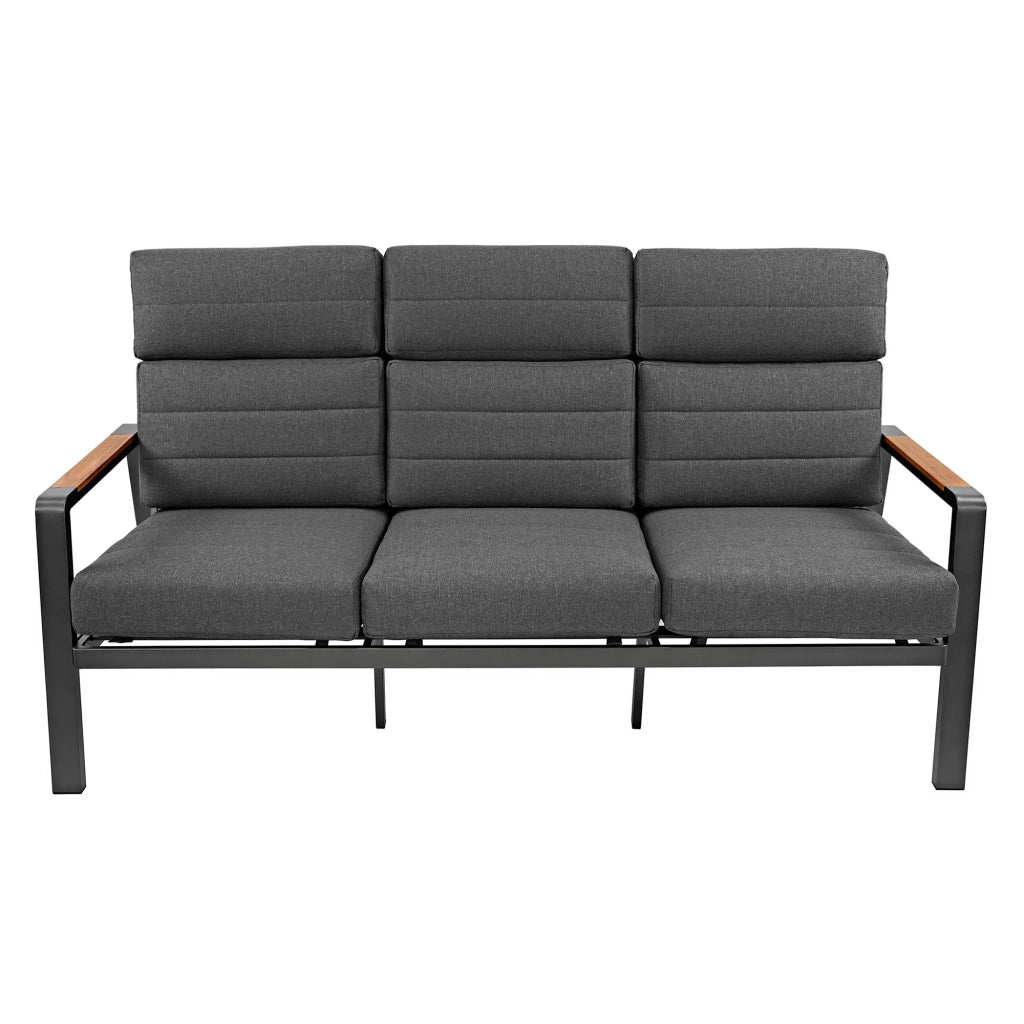 Set Giardino Alluminio 5 Posti Divano Poltrone Reclinabili Tavolo Braciere