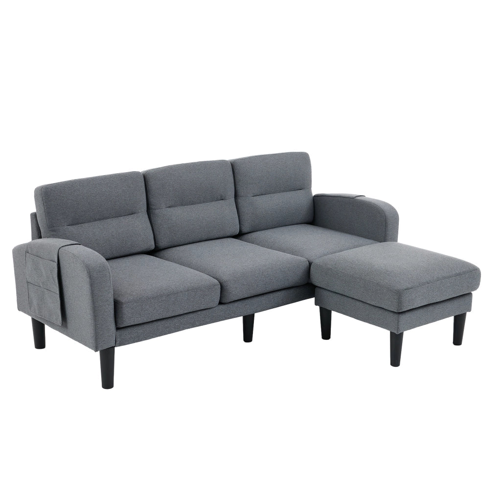 Divano angolare modulare 3 posti con chaise longue grigio