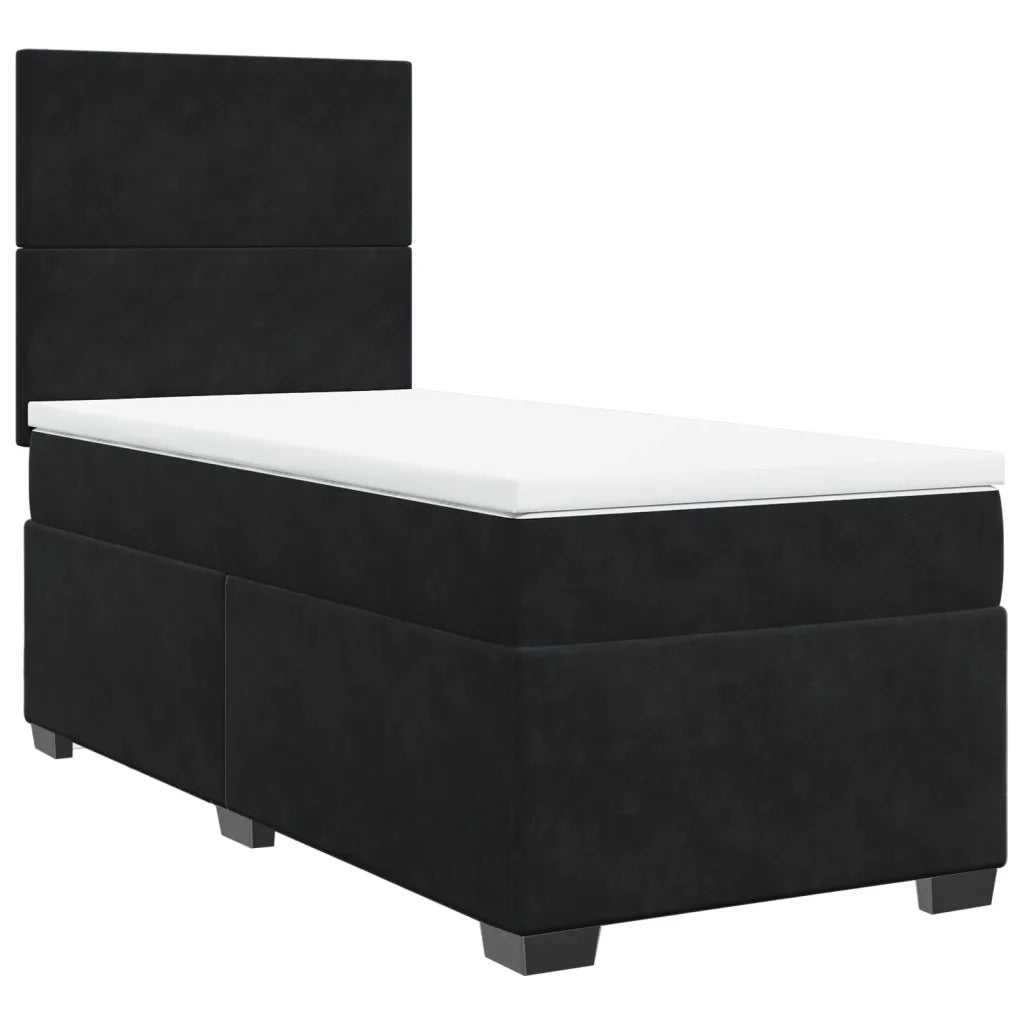 Giroletto a Molle con Materasso Nero 90x200 cm in Velluto