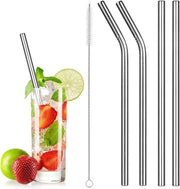 Stecchi in acciaio inossidabile per bubble tea - 4 pezzi - 10mm - riutilizzabili - spazzola per pulizia - cocktail - thea con bolle - succhi - 2 retti e 2 curvi