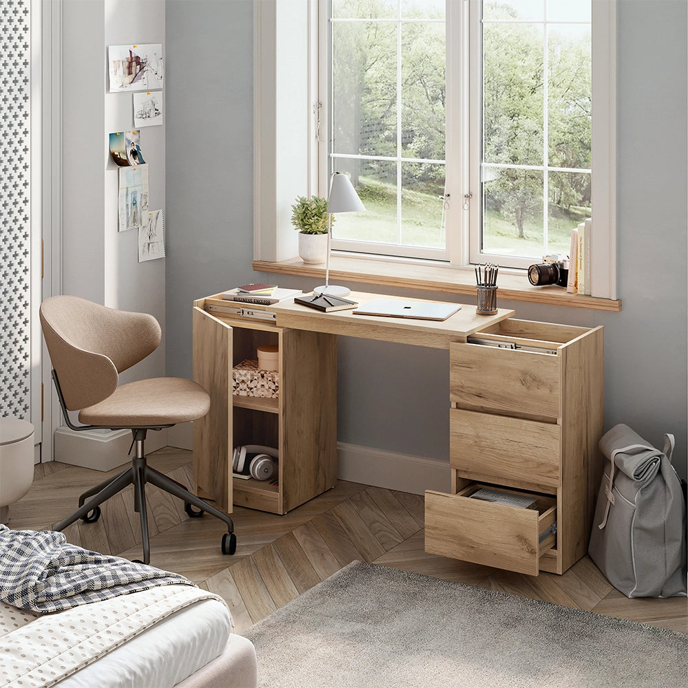 Cassettiera con funzione scrivania Varino Rovere dorato 80 x 75.5 cm estensibile Vicco