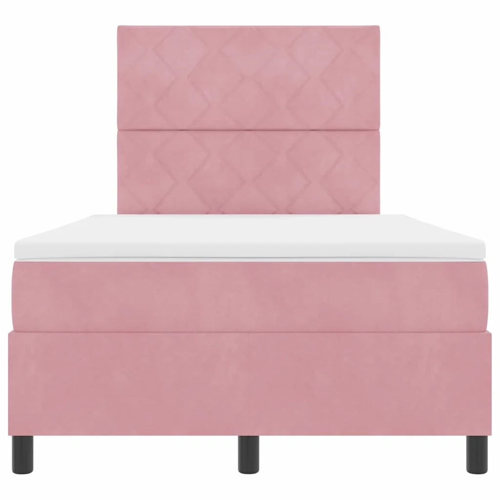 Letto a molle con materasso Rosa 120 x 190 cm Velluto 3339889