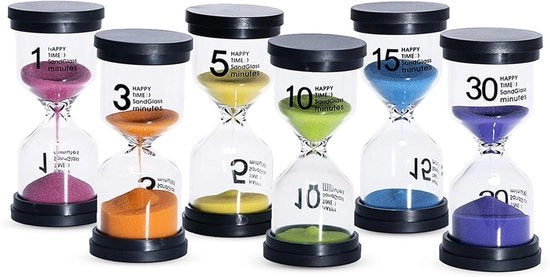 Set di 6 Zangolatori per Bambini - 1 a 30 Minuti - Con Cappuccio di Protezione - Per Scuola Materna Casa e Cucina - Multicolore