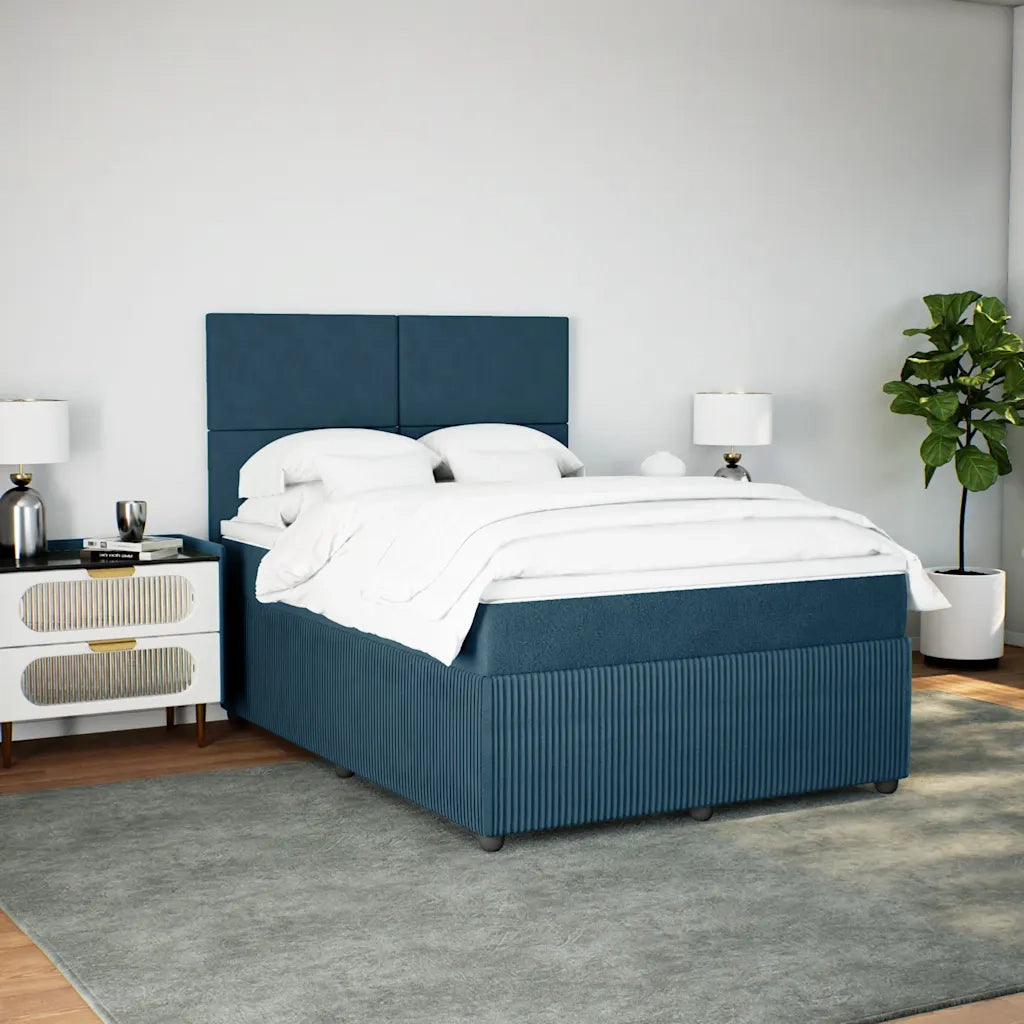 Giroletto a Molle con Materasso Blu Scuro 160x200 cm in Velluto 3292380