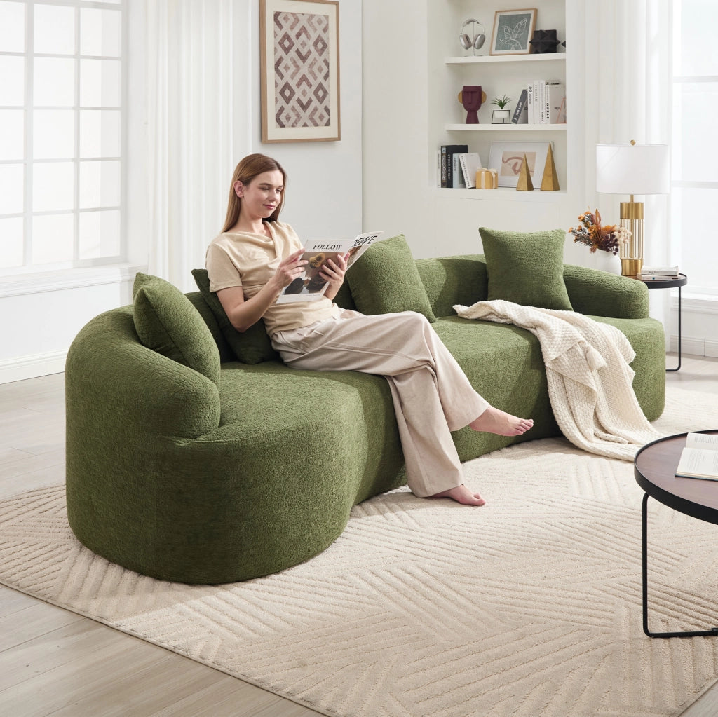 Divano 4 posti 275x115x63 cm verde; modulare; senza montaggio; poliestere