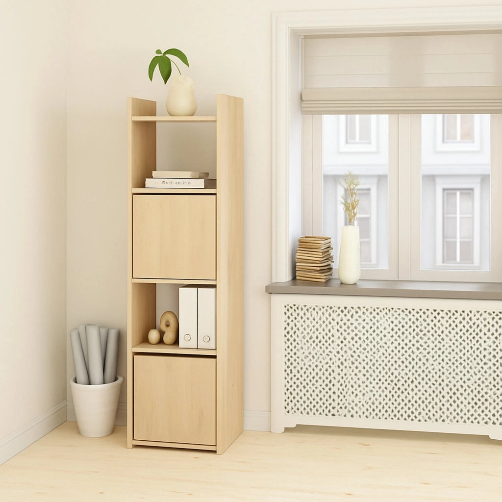 Libreria Julien, Scaffale da ufficio, Mobile portalibri, Biblioteca, 40x34 h155 cm, Rovere