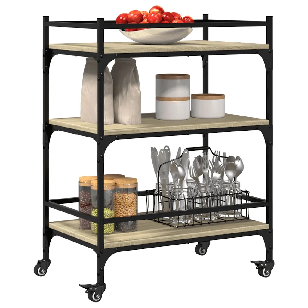 Carrello da Cucina Rovere Sonoma 65x40x86,5cm Legno Multistrato CFW5298375
